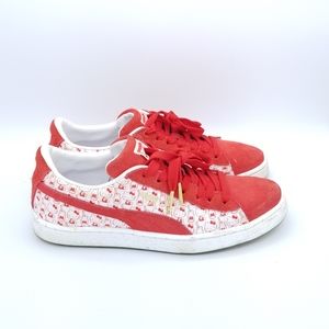PUMA Youth Suede Hello Kitty Sneakers Size 7C Womens 8.5 Red 366463 01
